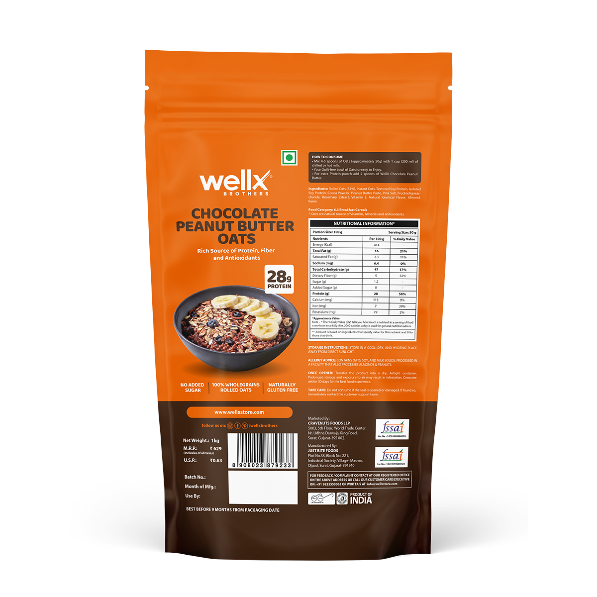 Oats chocolate peanut butter