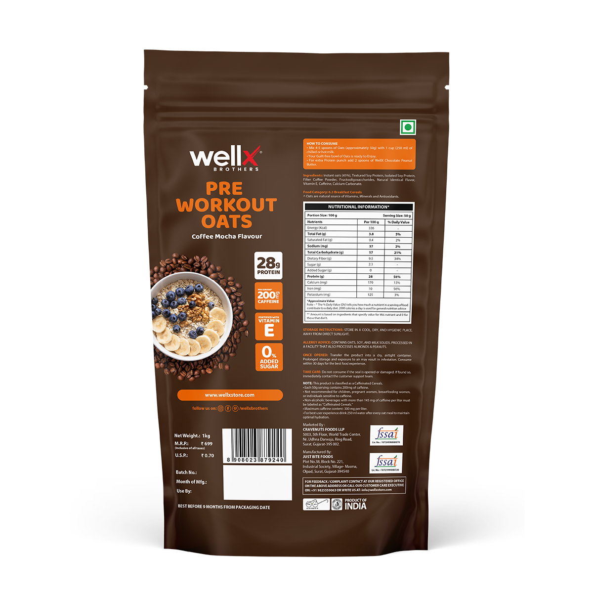 Oats pre workout 1 kg
